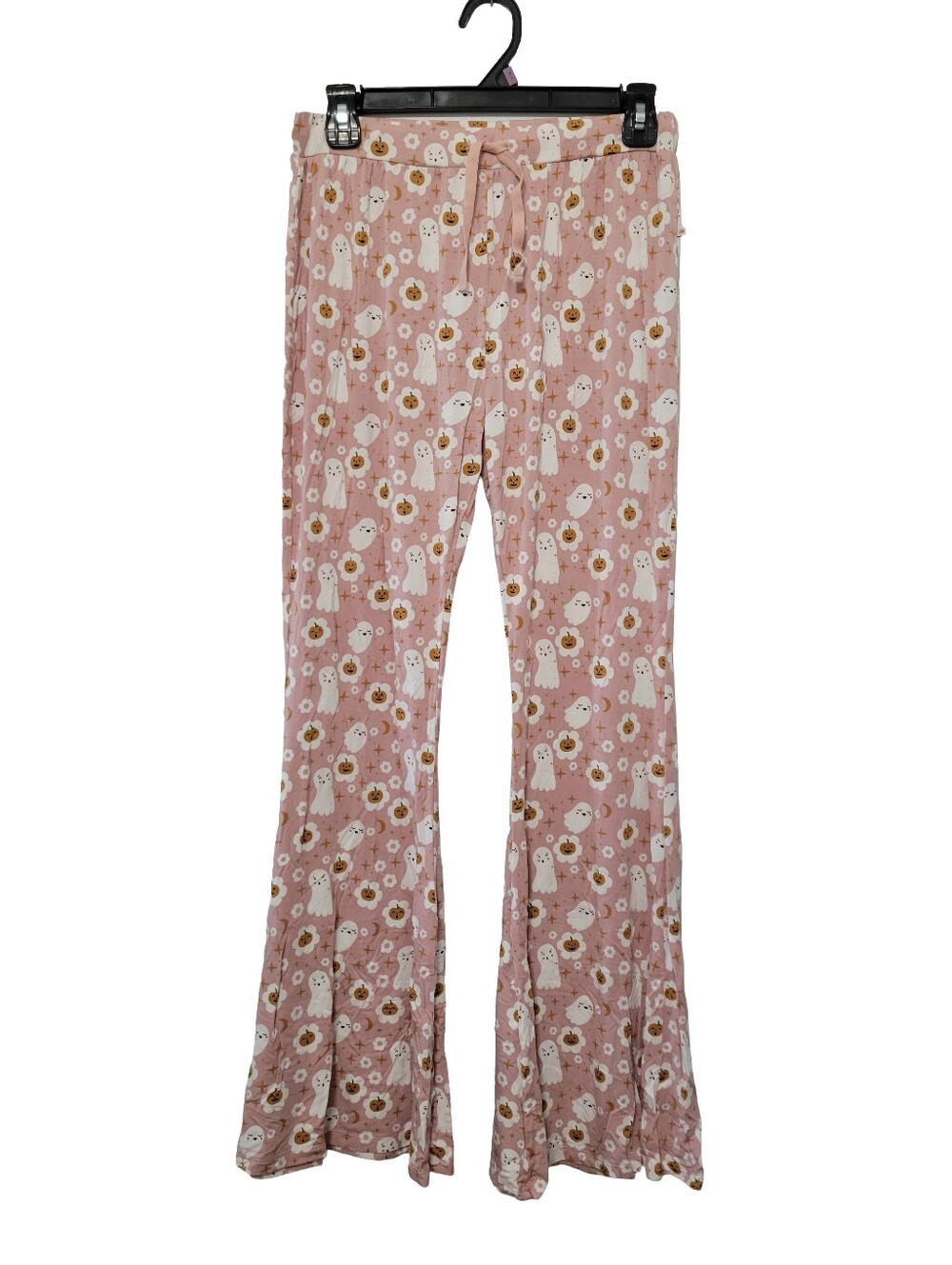 Tullabee Women's Bamboo Halloween Flare Leg Pajama Pants Bottoms Size L Ghosts